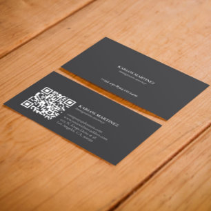 Carte De Visite Code QR d'avocat en immigration gris et blanc simp