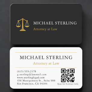 Carte De Visite Code QR d'avocat noir or