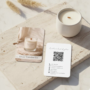 Carte De Visite Code QR de bougie artisanale biologique moderne 