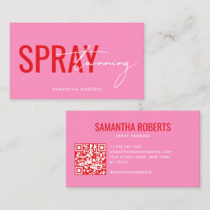 Carte De Visite Code QR de bronzage moderne rose