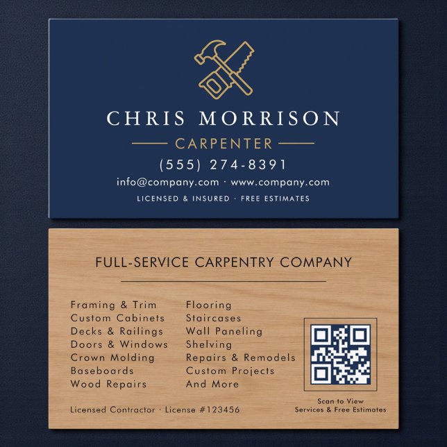 Carte De Visite Code QR de Charpentier Moderne (Créateur téléchargé)