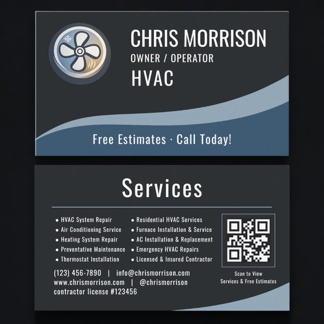 Carte De Visite Code QR de chauffage et de climatisation HVAC (Créateur téléchargé)