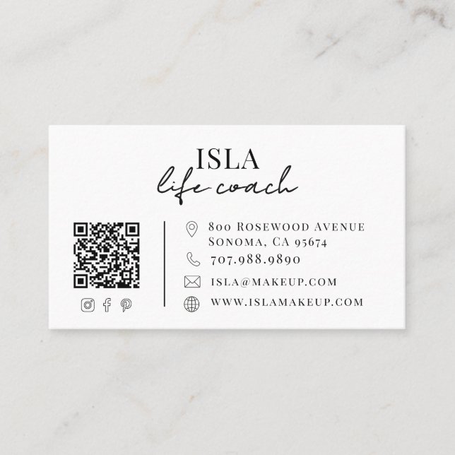 Carte De Visite Code QR de coach de vie moderne (Devant)