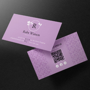 Carte De Visite Code QR de coiffeur à deux initiales minimaliste m