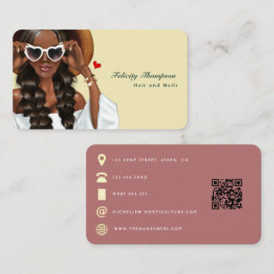 Carte De Visite Code QR de coiffeur afro-américain