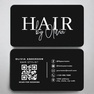 Carte De Visite Code QR de coiffeur contemporain propre