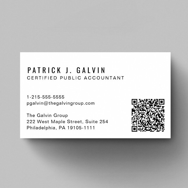 Carte De Visite Code QR de comptable CPA (CPA Accountant QR Code Business Card)