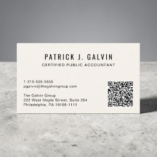 Carte De Visite Code QR de comptable CPA crème