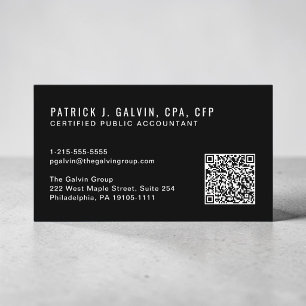Carte De Visite Code QR de comptable CPA noir