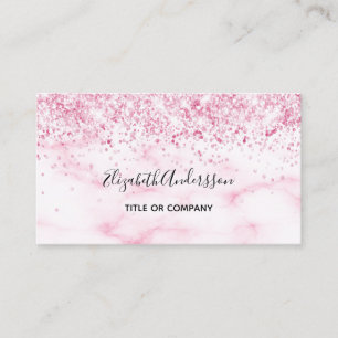 Carte De Visite Code QR de confetti en marbre rose