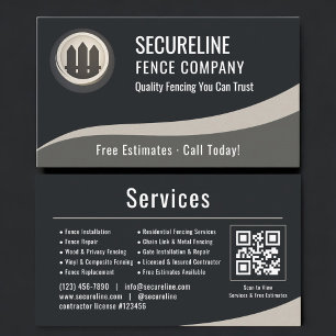 Carte De Visite Code QR de constructeur de clôture Professionnel