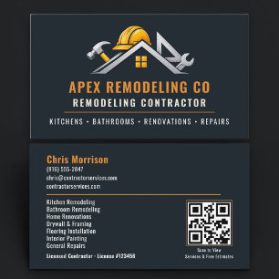 Carte De Visite Code QR de construction de rénovation