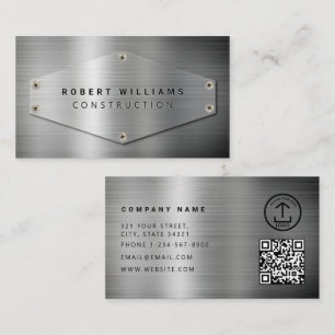 Carte De Visite Code QR de construction Métal Argenté