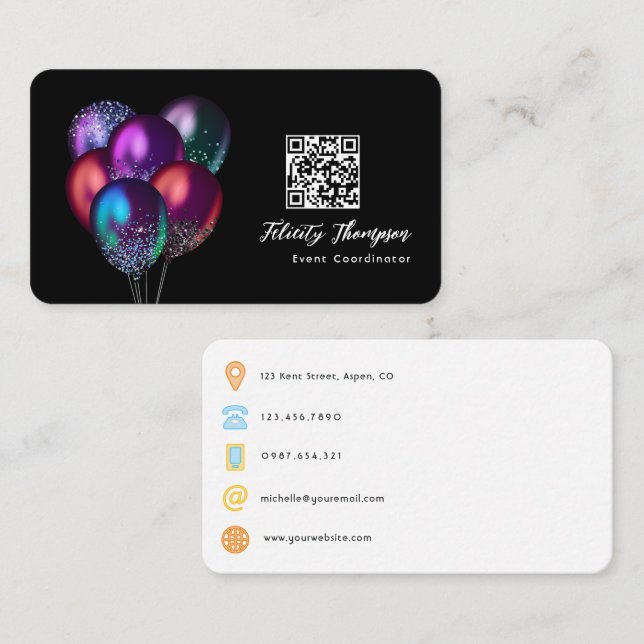 Carte De Visite Code QR de coordinateur d'événement (Devant / Derrière)