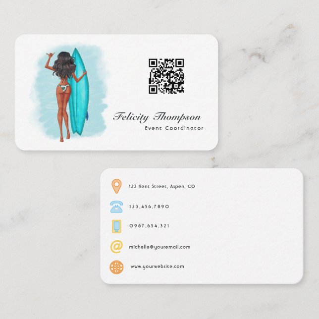 Carte De Visite Code QR de coordinateur d'événement (Devant / Derrière)