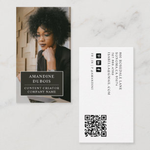 Carte De Visite Code QR de créateur de contenu photo moderne et in