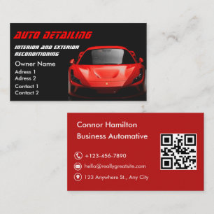 Carte De Visite Code QR de detailing professionnel de lavage de vo