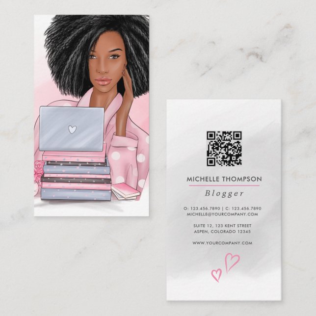 Carte De Visite Code QR de la blogueuse patronne (Devant / Derrière)