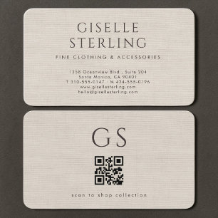 Carte De Visite Code QR de la boutique de vêtements en lin 