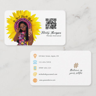 Carte De Visite Code QR de la fille selfie à la mode