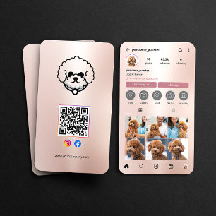 Carte De Visite Code QR de la photo d'un chien influenceur sur un 