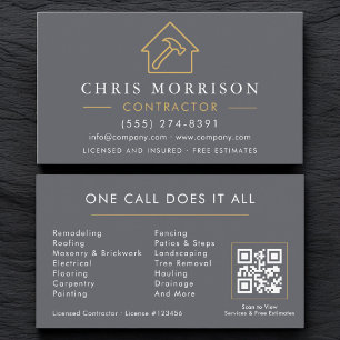Carte De Visite Code QR de la société de construction Gray