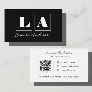 Carte De Visite Code QR de la société de monogramme gras
