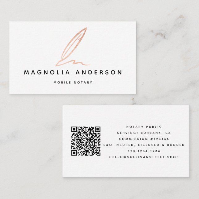 Carte De Visite Code QR de l'agent de signature publique notaire R (Devant / Derrière)