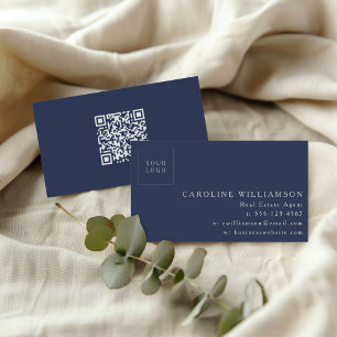 Carte De Visite Code QR de l'agent immobilier de la marine moderne