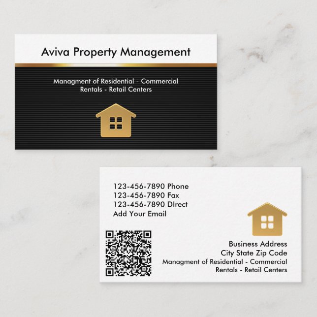 Carte De Visite Code QR de l'agent immobilier de luxe (Devant / Derrière)