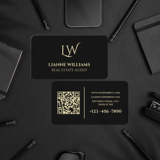 Carte De Visite Code QR de l'agent immobilier juridique à monogram