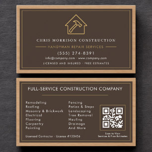 Carte De Visite Code QR de l'artisan en construction bois Professi