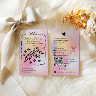 Carte De Visite Code QR de l'artiste de tatouage holographique arc