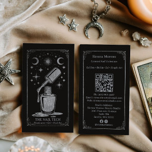 Carte De Visite Code QR de l'artiste en ongles Tarot Céleste Rétro