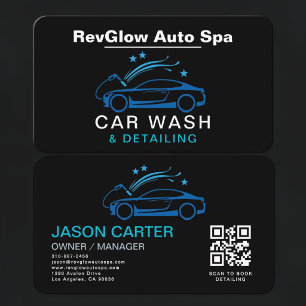 Carte De Visite Code QR de lavage de voiture et de détails 
