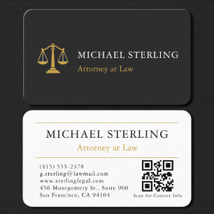 Carte De Visite Code QR de l'avocat Échelles de Justice Profession