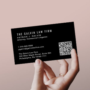 Carte De Visite Code QR de l'employé professionnel noir