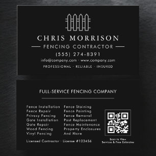 Carte De Visite Code QR de l'entreprise de services de clôture