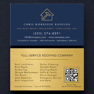 Carte De Visite Code QR de l'entreprise de toiture de luxe