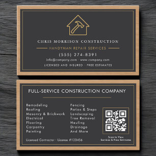 Carte De Visite Code QR de l'homme à tout faire de la construction