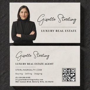 Carte De Visite Code QR de l'immobilier Photo Marbre Pierre 
