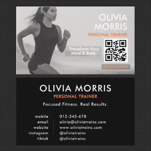 Carte De Visite Code QR de l'instructeur de fitness moderne minima