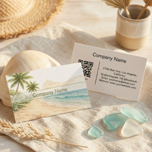 Carte De Visite Code QR de location de vacances de plage à l'aquar