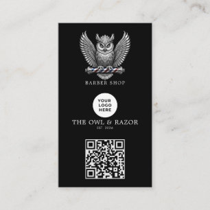 Carte De Visite Code QR de logo de salon de coiffure Modern Silver