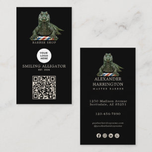 Carte De Visite Code QR de logo de salon de coiffure moderne Emera