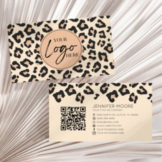 Carte De Visite Code QR de logo d'entreprise personnalisé guépard 