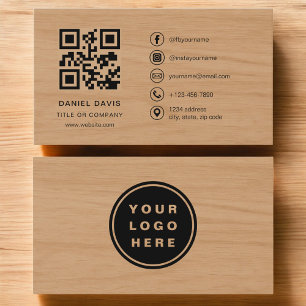 Carte De Visite Code QR de logo d'entreprise professionnel en bois