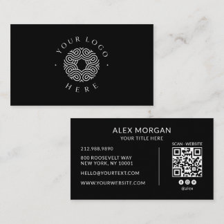 Carte De Visite Code QR de logo noir moderne