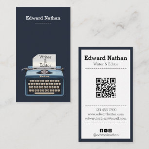 Carte De Visite Code QR de machine à écrire professionnelle rétro