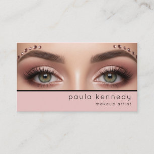 Carte De Visite Code QR de Maquillage Moderne Rose Pâle